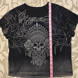 Affliction Baby Doll Tee - Sculls - New (Never Worn)